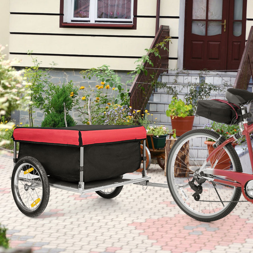 Bike Cargo / Luggage Trailer w/ Folding Frame and Quick Release Wheels Red/Black Image 2