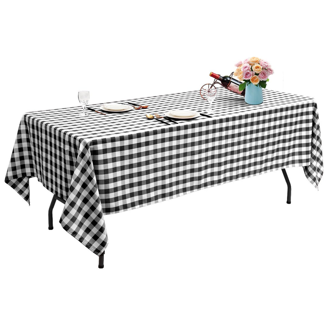 Costway Polyester Tablecloth Rectangle Table Stain Resistant Buffalo Plaid Table Cover 60 X 126 Set of 10 Image 1