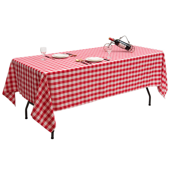 Costway Polyester Tablecloth Rectangle Table Stain Resistant Buffalo Plaid Table Cover 60 X 102 Set of 10 Image 1