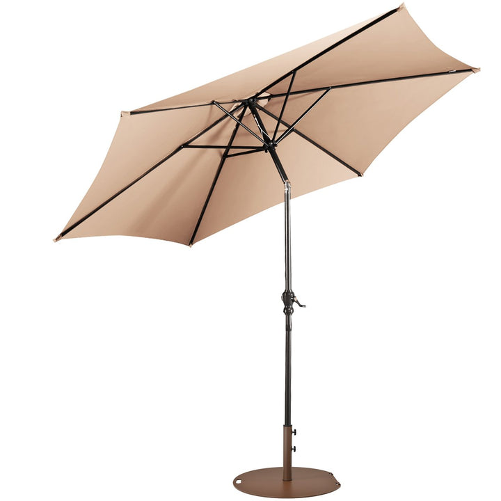 Costway 9ft Patio Umbrella Outdoor W/ 50 LBS Round Umbrella Stand W/ Wheels Image 1