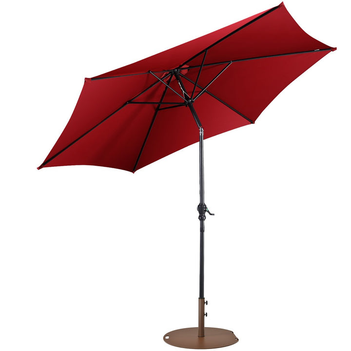 Costway 9ft Patio Umbrella Outdoor W/ 50 LBS Round Umbrella Stand W/ Wheels Image 1