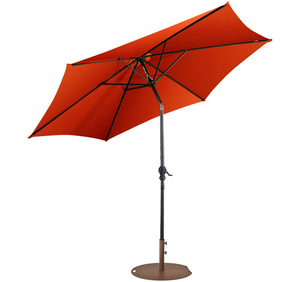 Costway 9ft Patio Umbrella Outdoor W/ 50 LBS Round Umbrella Stand W/ Wheels Image 1