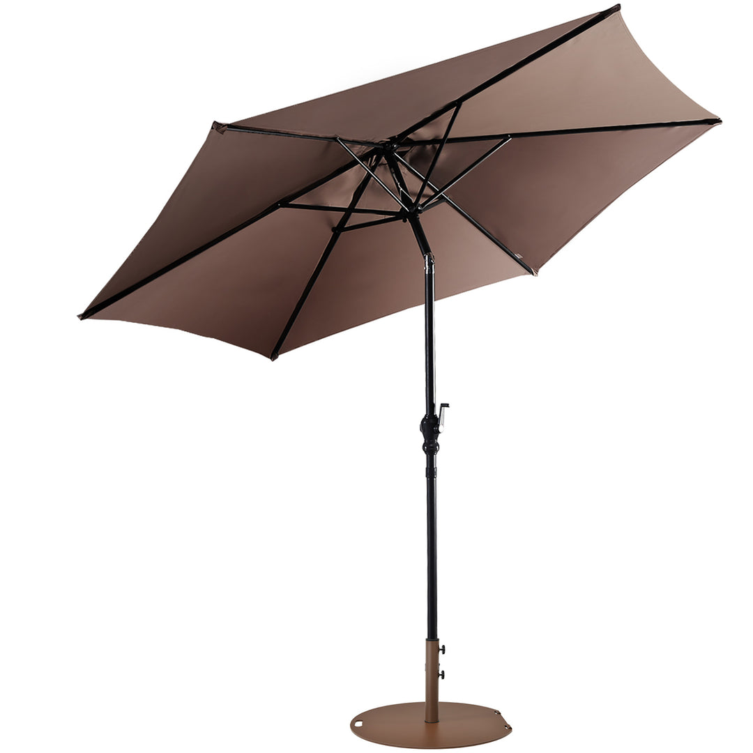 Costway 9ft Patio Umbrella Outdoor W/ 50 LBS Round Umbrella Stand W/ Wheels Image 7