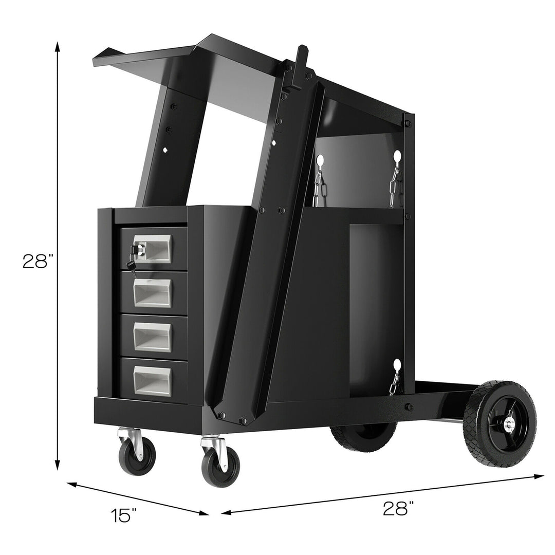 4 Drawer Cabinet Welding Welder Cart Plasma Cutter Tank Storage MIG TIG ARC Image 2