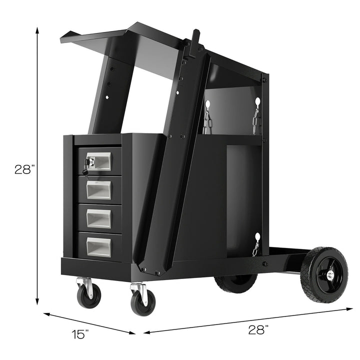 4 Drawer Cabinet Welding Welder Cart Plasma Cutter Tank Storage MIG TIG ARC Image 2