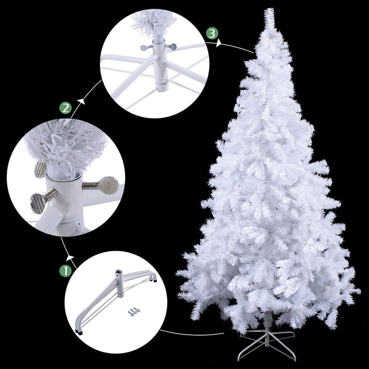 8Ft Artificial PVC Christmas Tree W/Stand Holiday Season Indoor Outdoor White Image 4