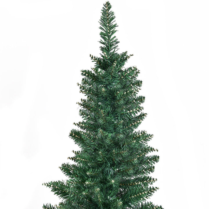 6Ft PVC Artificial Pencil Christmas Tree Slim w/ Stand Home Holiday Decor Green Image 4