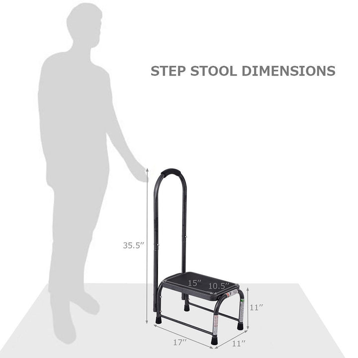 Non-Slip Handy Support Step Stool w/ Handle 330 Lbs Load Capacity Kitchen Safety Image 2