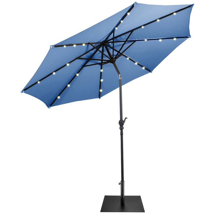 Costway 9ft Market Patio Umbrella w/Solar Lights and 40 LBS Steel Umbrella Stand Image 1