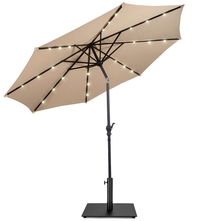 Costway 10ft Solar Lights Patio Umbrella Outdoor W/ 36 LBS Steel Umbrella Stand Image 1