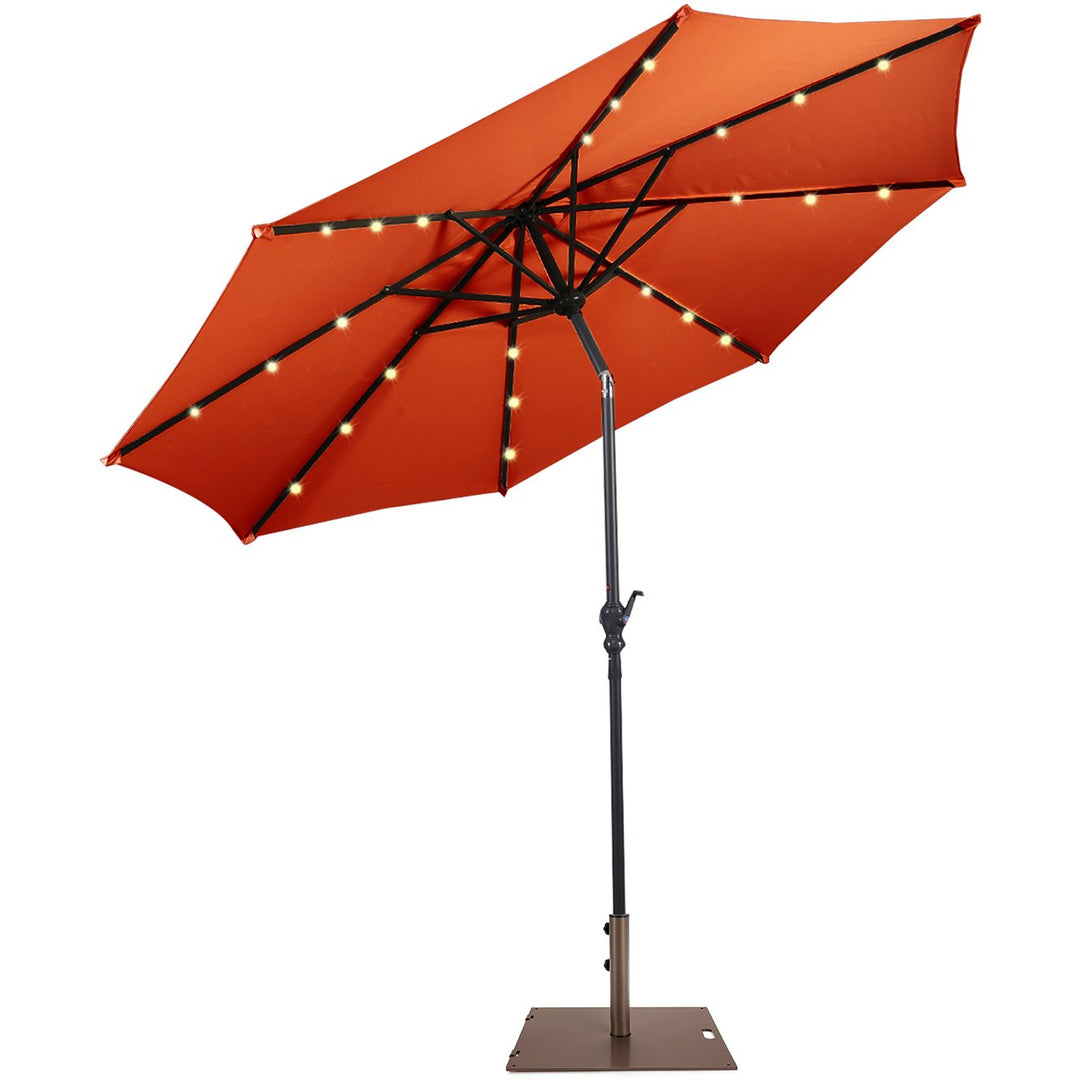 Costway 10ft Solar Lights Patio Umbrella Outdoor W/ 50 LBS Movable Umbrella Stand Red Image 1