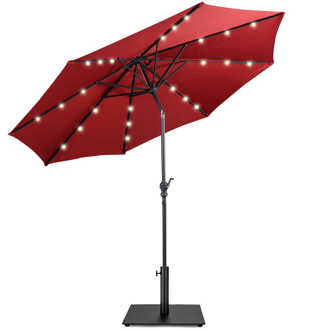 Costway 10ft Solar Lights Patio Umbrella Outdoor W/ 36 LBS Steel Umbrella Stand Image 1