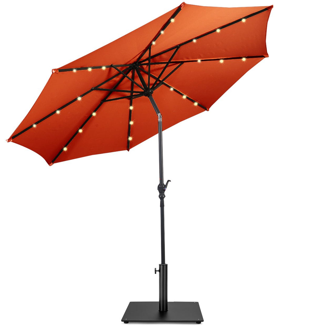 Costway 10ft Solar Lights Patio Umbrella Outdoor W/ 36 LBS Steel Umbrella Stand Image 1