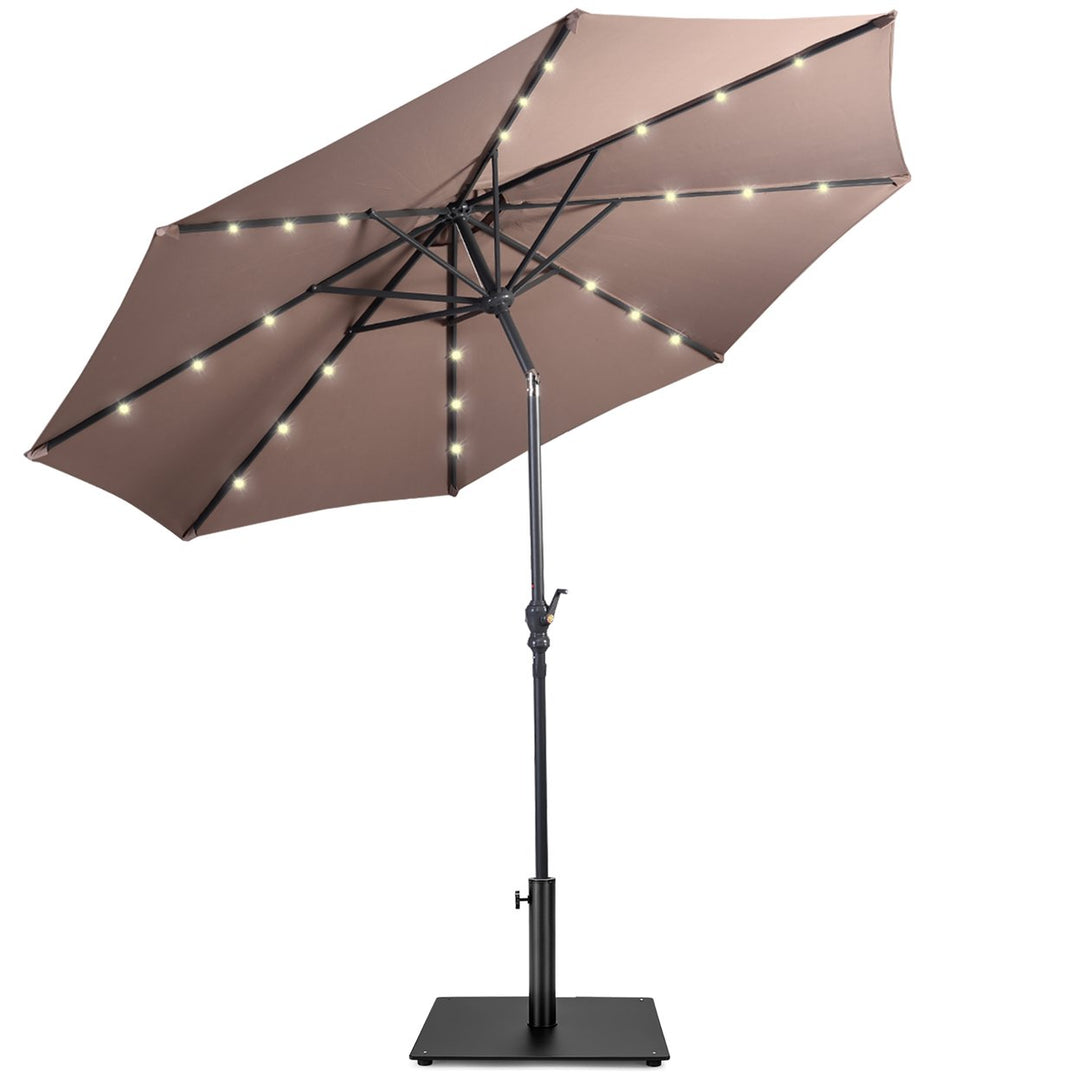 Costway 10ft Solar Lights Patio Umbrella Outdoor W/ 36 LBS Steel Umbrella Stand Image 1