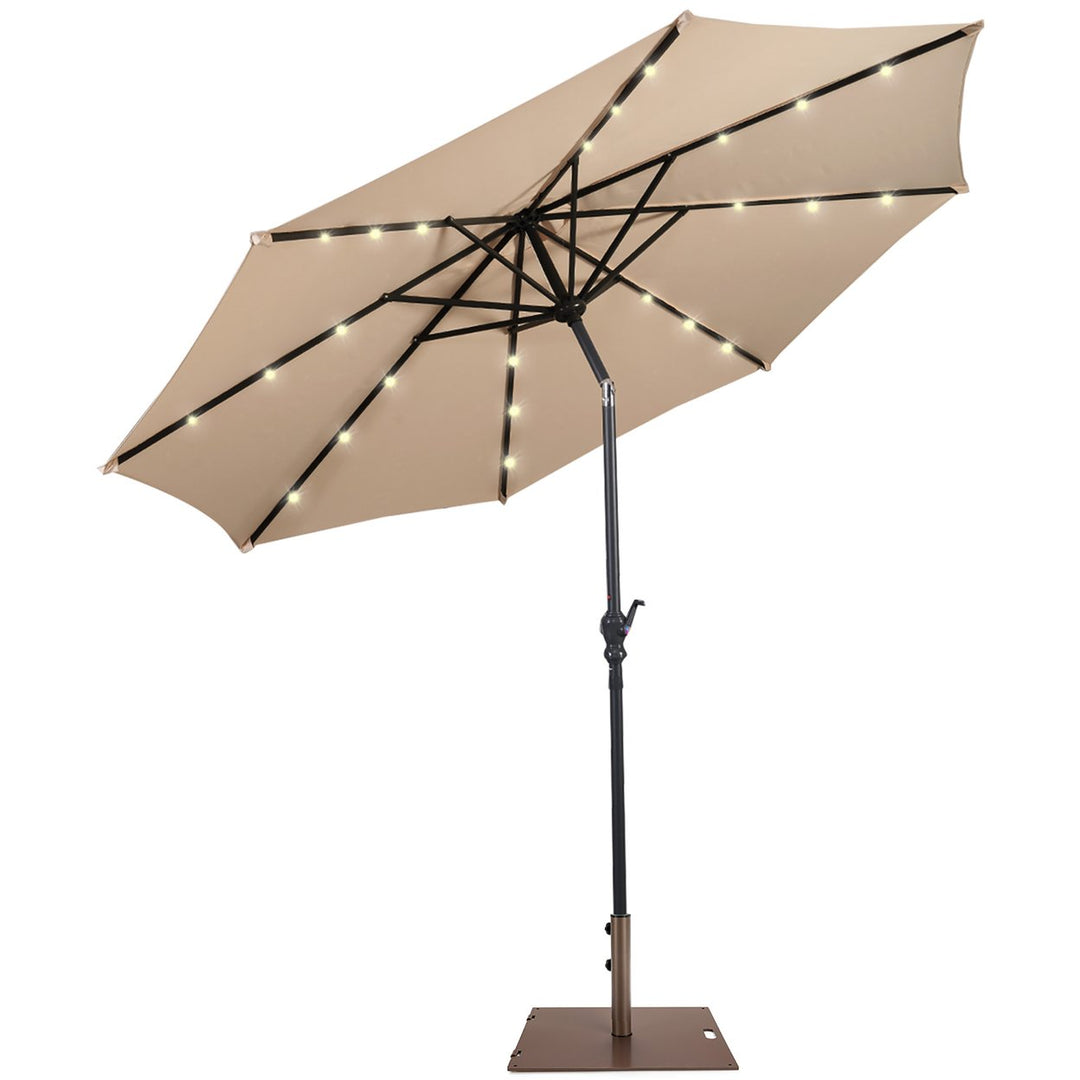 Costway 10ft Solar Lights Patio Umbrella Outdoor W/ 50 LBS Movable Umbrella Stand Red Image 1