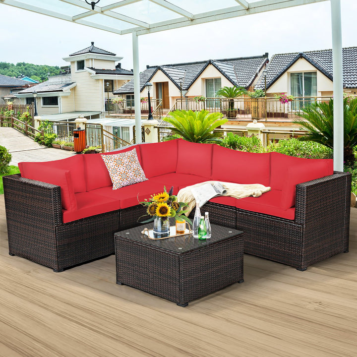 Costway 6PCS Rattan Patio Sectional Sofa Conversation Set Outdoor Image 1