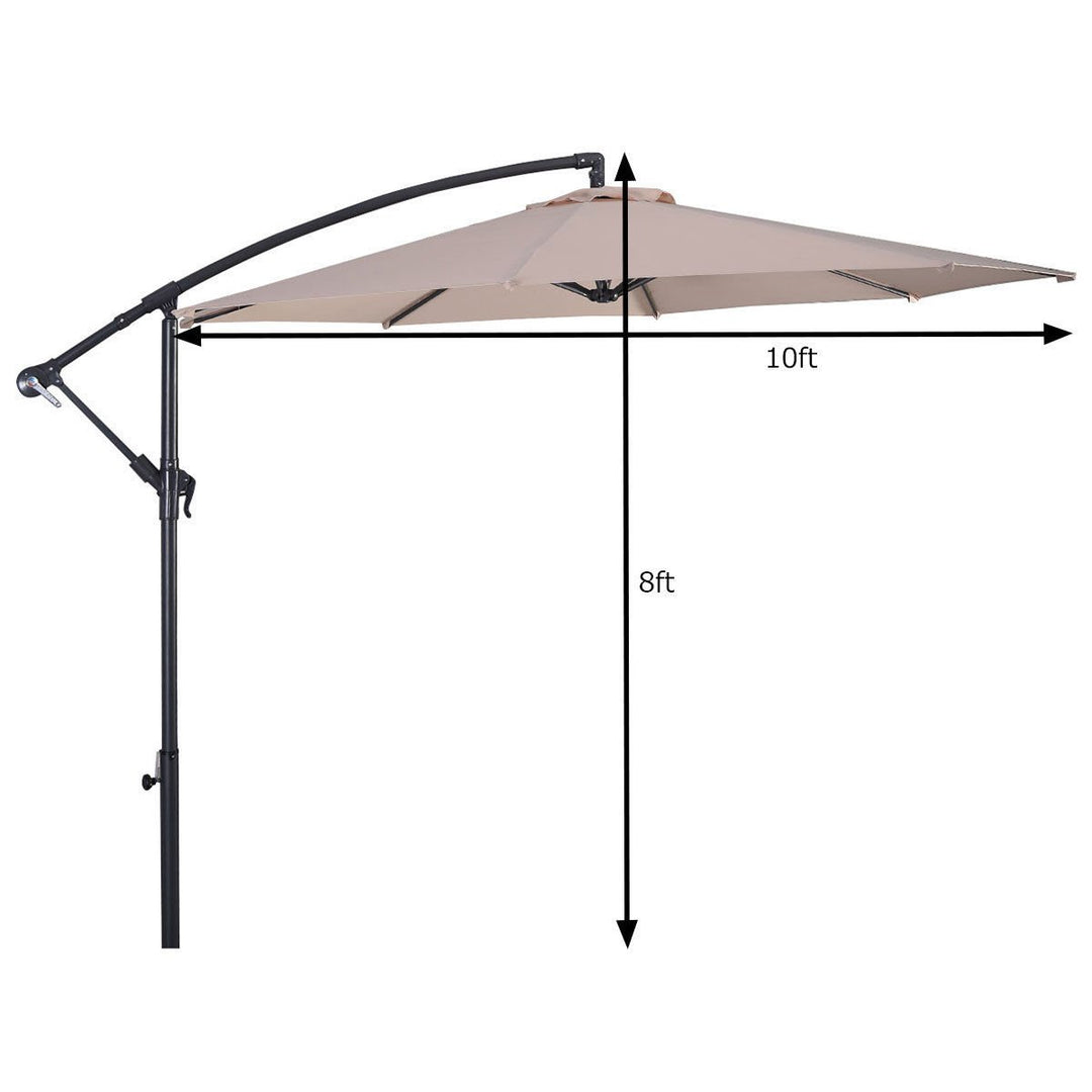 Outdoor Patio 10 Hanging Umbrella Sun Shade W/t Cross Base Beige Image 2