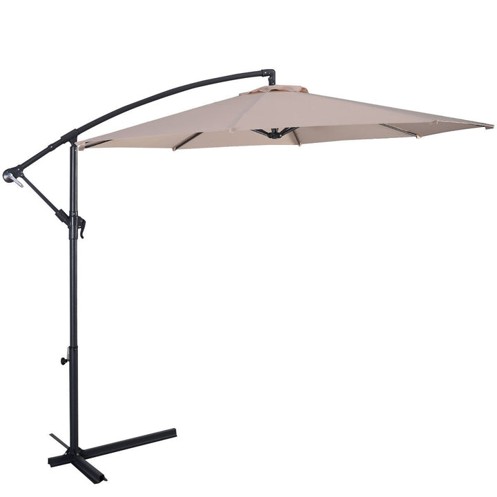 Outdoor Patio 10 Hanging Umbrella Sun Shade W/t Cross Base Beige Image 3