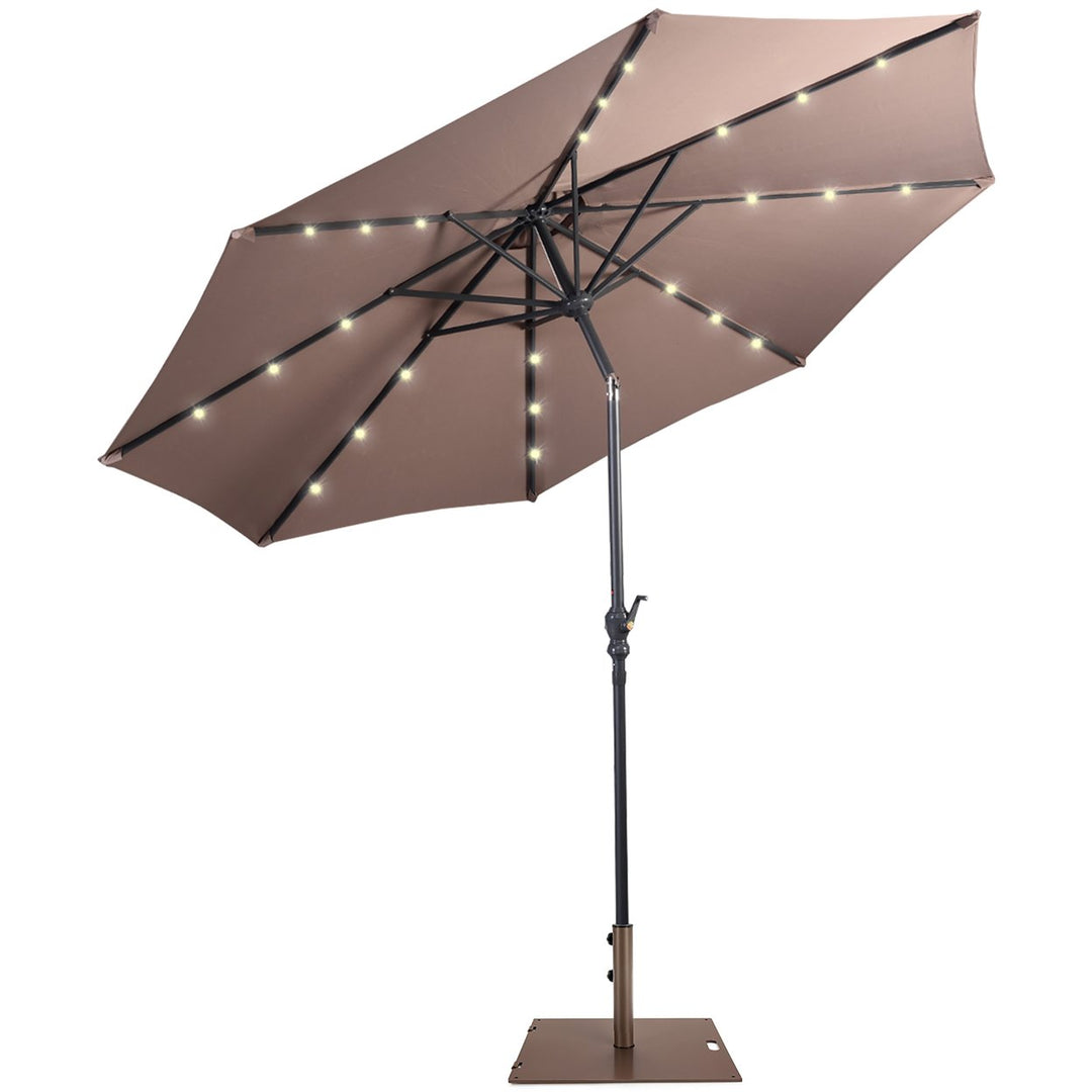 Costway 10ft Solar Lights Patio Umbrella Outdoor W/ 50 LBS Movable Umbrella Stand Red Image 1