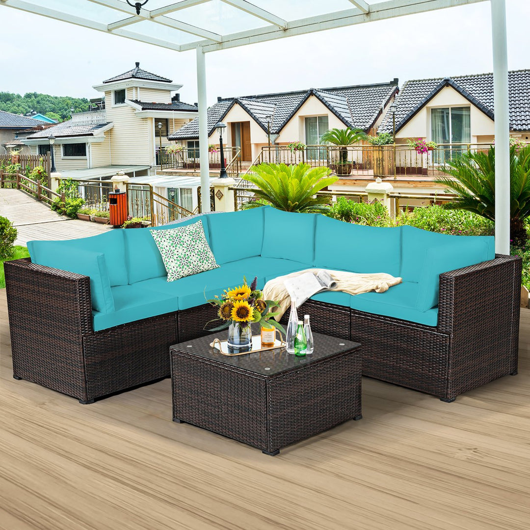 Costway 6PCS Rattan Patio Sectional Sofa Conversation Set Outdoor Image 1