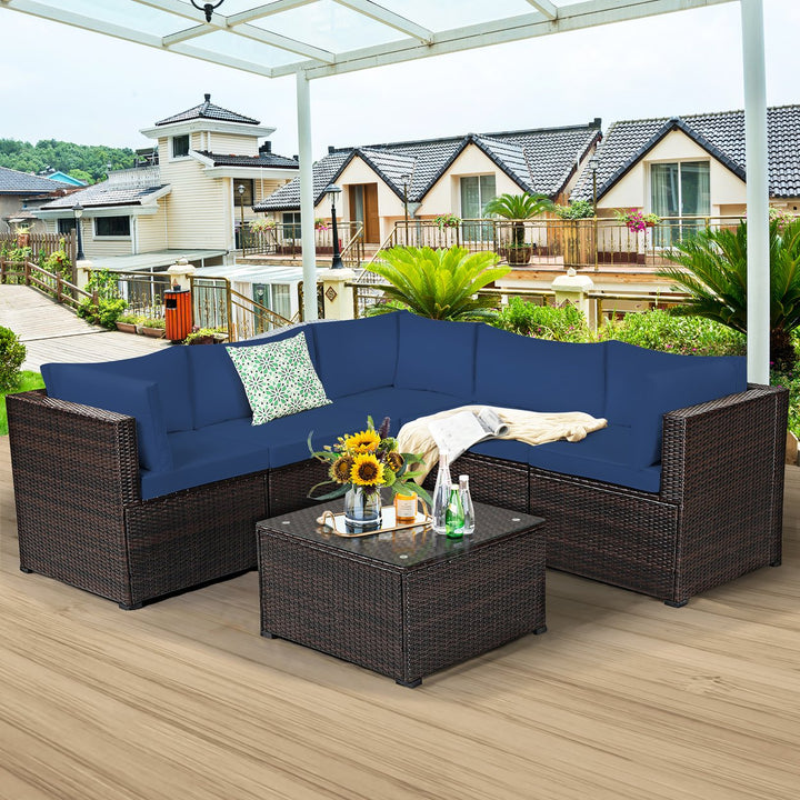 Costway 6PCS Rattan Patio Sectional Sofa Conversation Set Outdoor Image 1