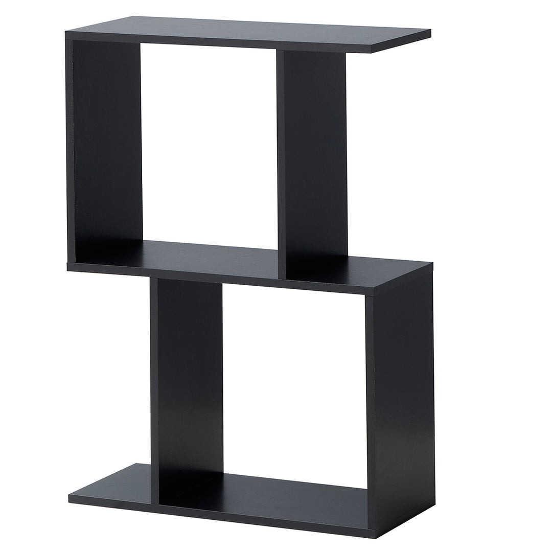 2/3/4-tier S-Shaped Bookcase Free Standing Storage Rack Wooden Display Decor Black Image 11