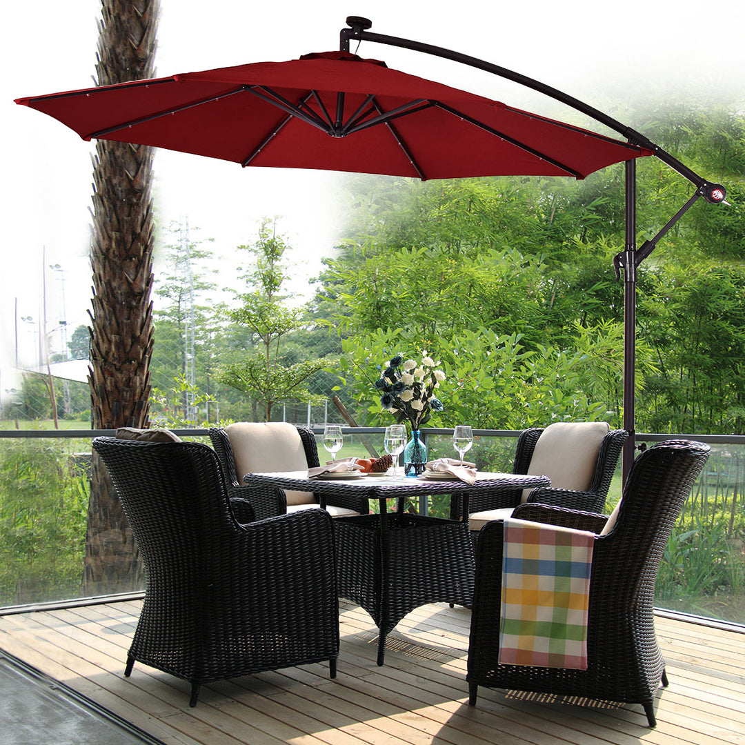 Costway 10 Hanging Solar LED Umbrella Patio Sun Shade Offset Market Image 2