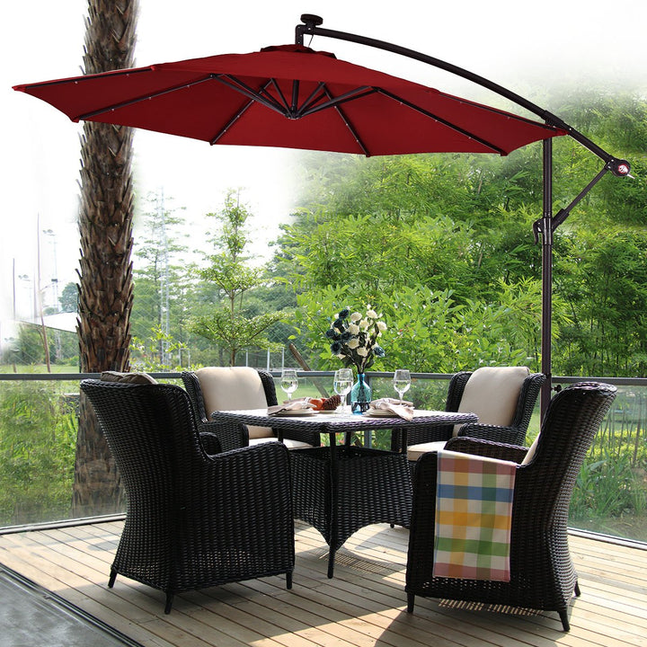 Costway 10 Hanging Solar LED Umbrella Patio Sun Shade Offset Market Image 1