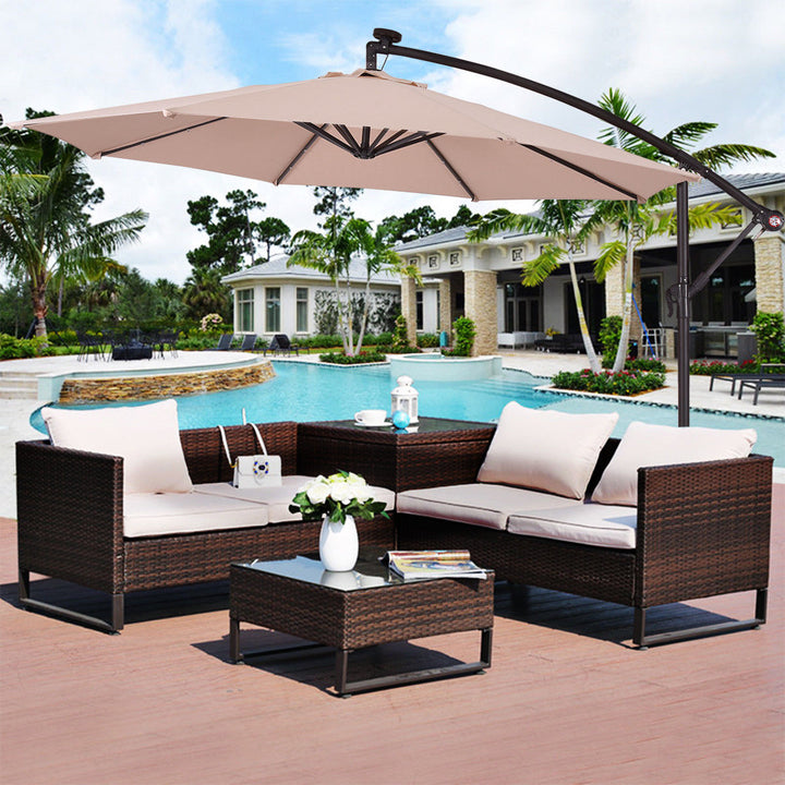 Costway 10 Hanging Solar LED Umbrella Patio Sun Shade Offset Market Image 3