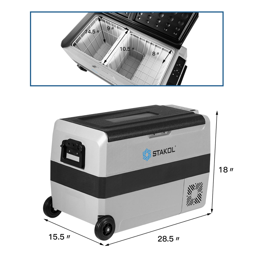 STAKOL 53 Quarts Portable Electric Car Cooler Refrigerator/Freezer Wheels Camping Image 2