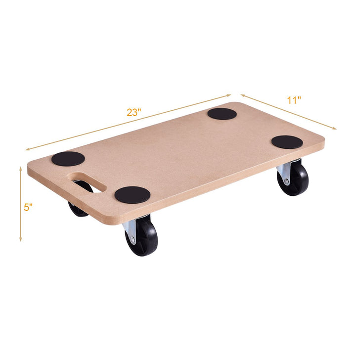 2pc 440lbs Platform Dolly Rectangle Wood Utility Cart Wheeled Moving Transporter Image 2