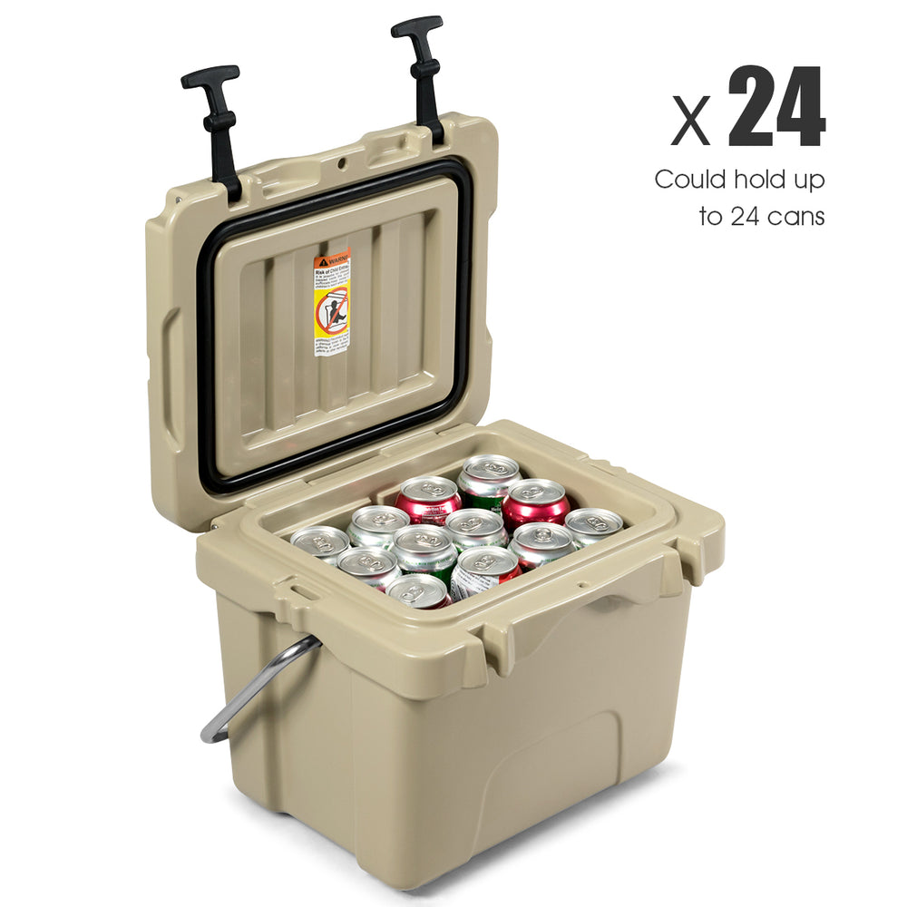 16 Quart Cooler Portable Ice Chest Leak-Proof 24 Cans Ice Box for Camping Khaki Image 2