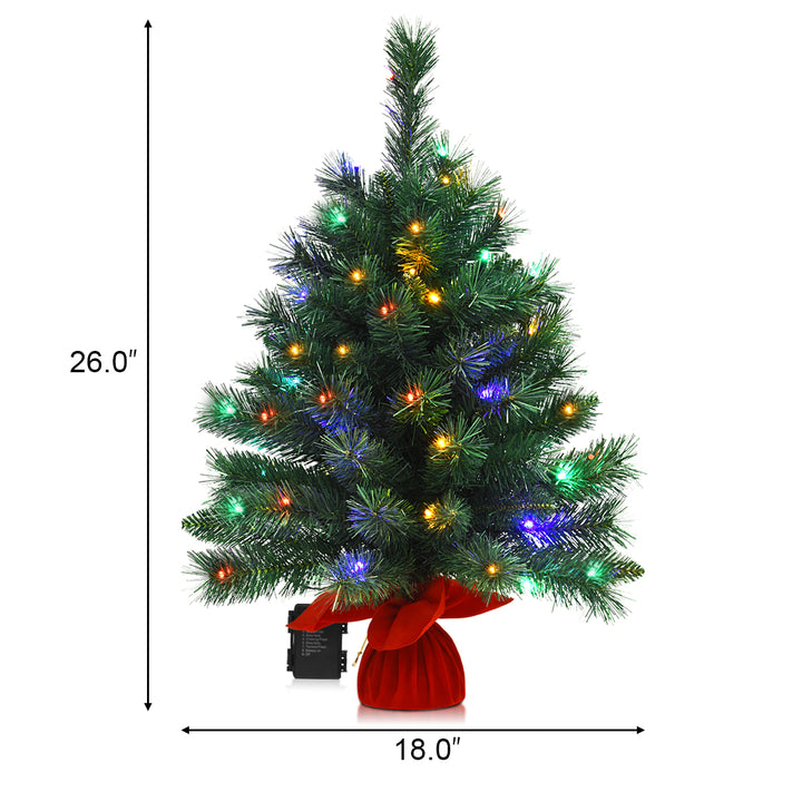 26Pre-Lit Tabletop Fir Christmas Tree 8 Flash Modes Image 4