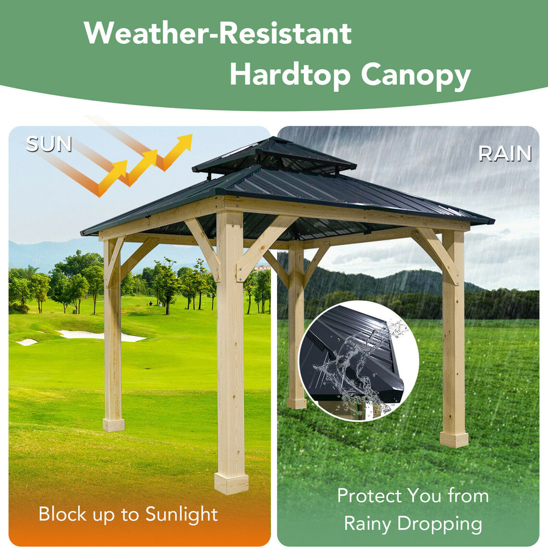 10x10 Outdoor Patio Hardtop Gazebo Double Steel Roof Solid Wood Frame Image 6