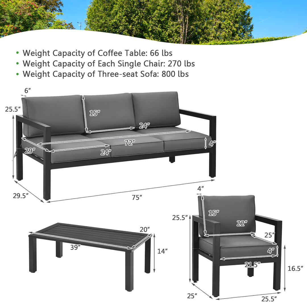 4-Piece Outdoor Patio Furniture Set Sectional Sofa Set Coffee Table Image 3