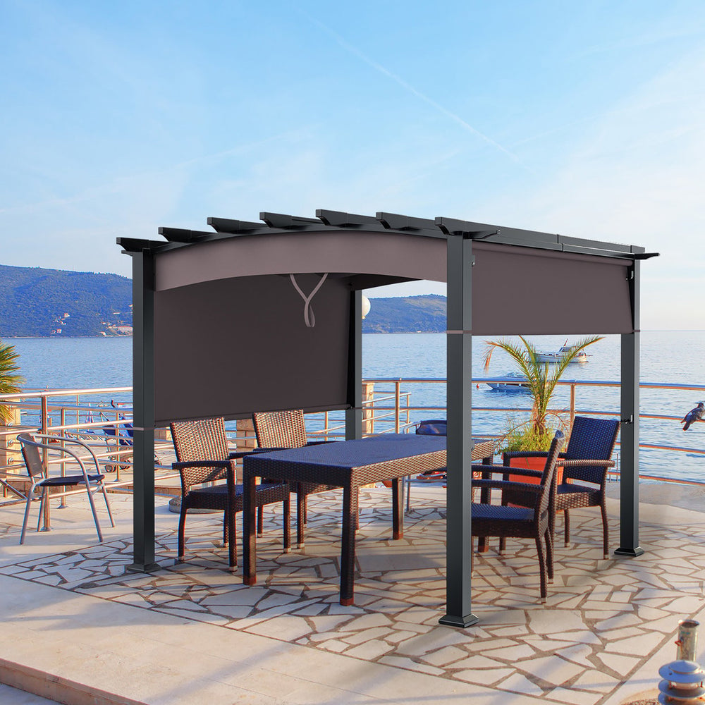 10 x 10ft Patio Pergola Gazebo Sun Shade Shelter W/Retractable Canopy Image 2