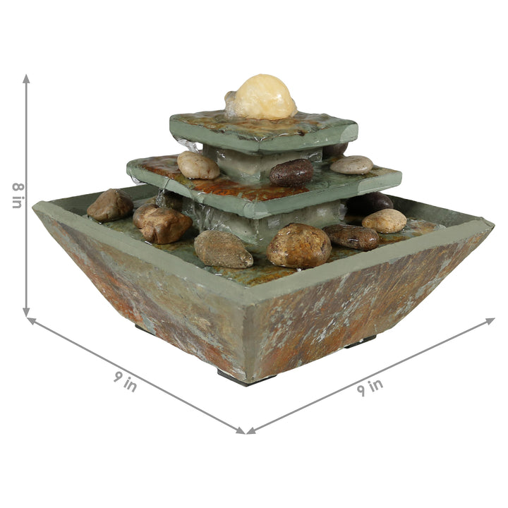 Sunnydaze Ascending Slate Indoor Water Fountain with LED Light - 8 in Image 3