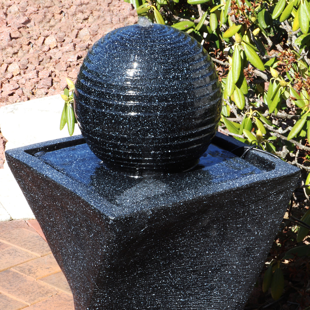 Sunnydaze Black Ball Solar Water Fountain with Battery/LED Lights - 32 in Image 6