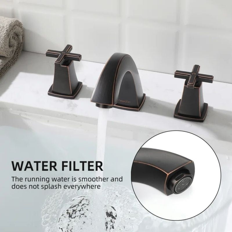 Widespread Faucet 2-handle Bathroom Faucet with Drain Matte Black Image 3