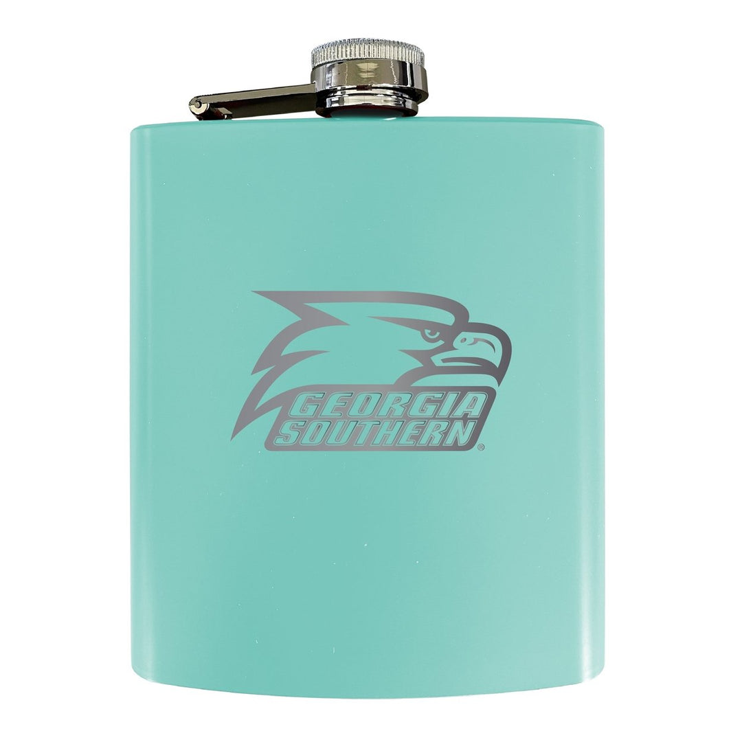 Georgia Southern Eagles Stainless Steel Etched Flask 7 oz - Officially Licensed, Choose Your Color, Matte Finish Image 1