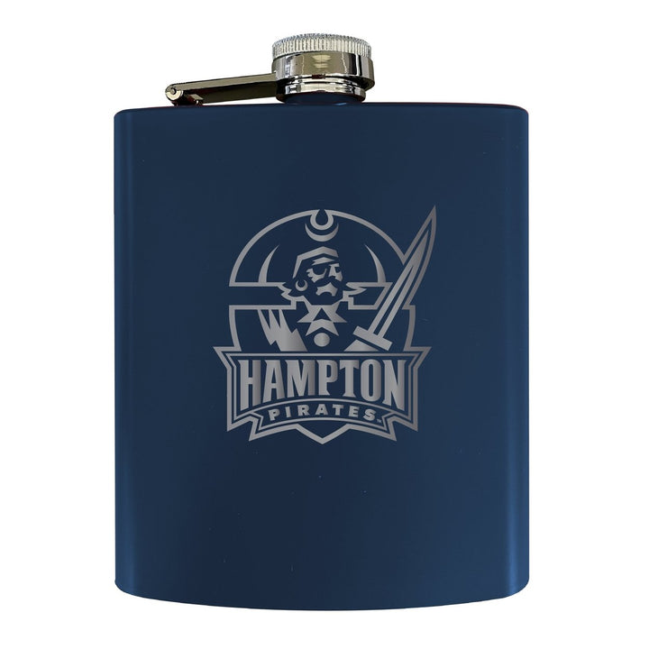 Hampton University Stainless Steel Etched Flask - Choose Your Color Image 1