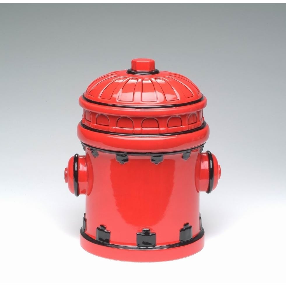 Ceramic Red Fire Hydrant Cookie Jar 10in Firefighter Gift 823x7in Image 3