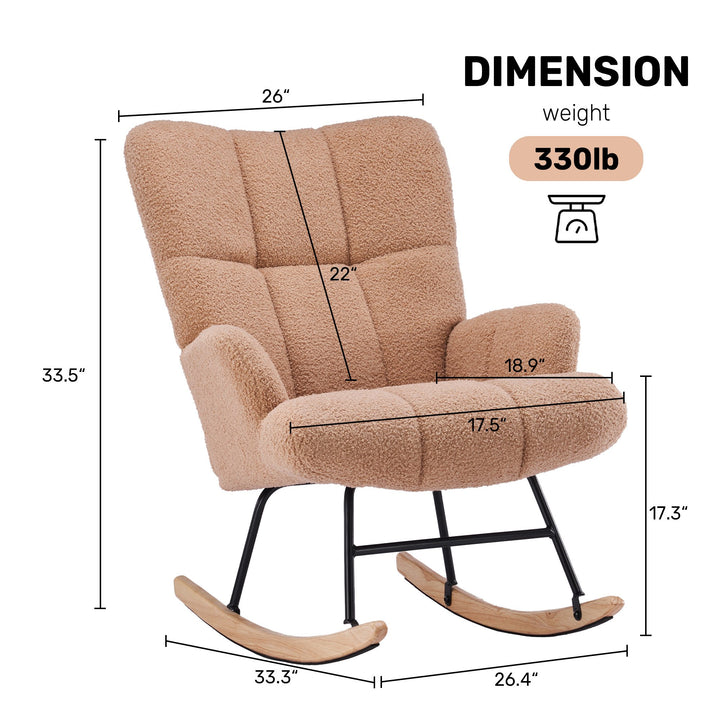 Modern Teddy Velvet Rocking Accent Chair Upholstered Rocking Glider Chairs Nursery Comfy Rocker Armchair Side Chair Image 6