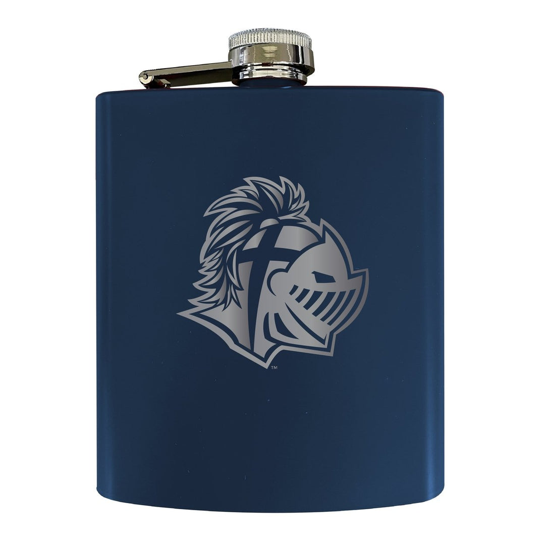 Southern Wesleyan University Stainless Steel Etched Flask 7 oz - Officially Licensed, Choose Your Color, Matte Finish Image 2