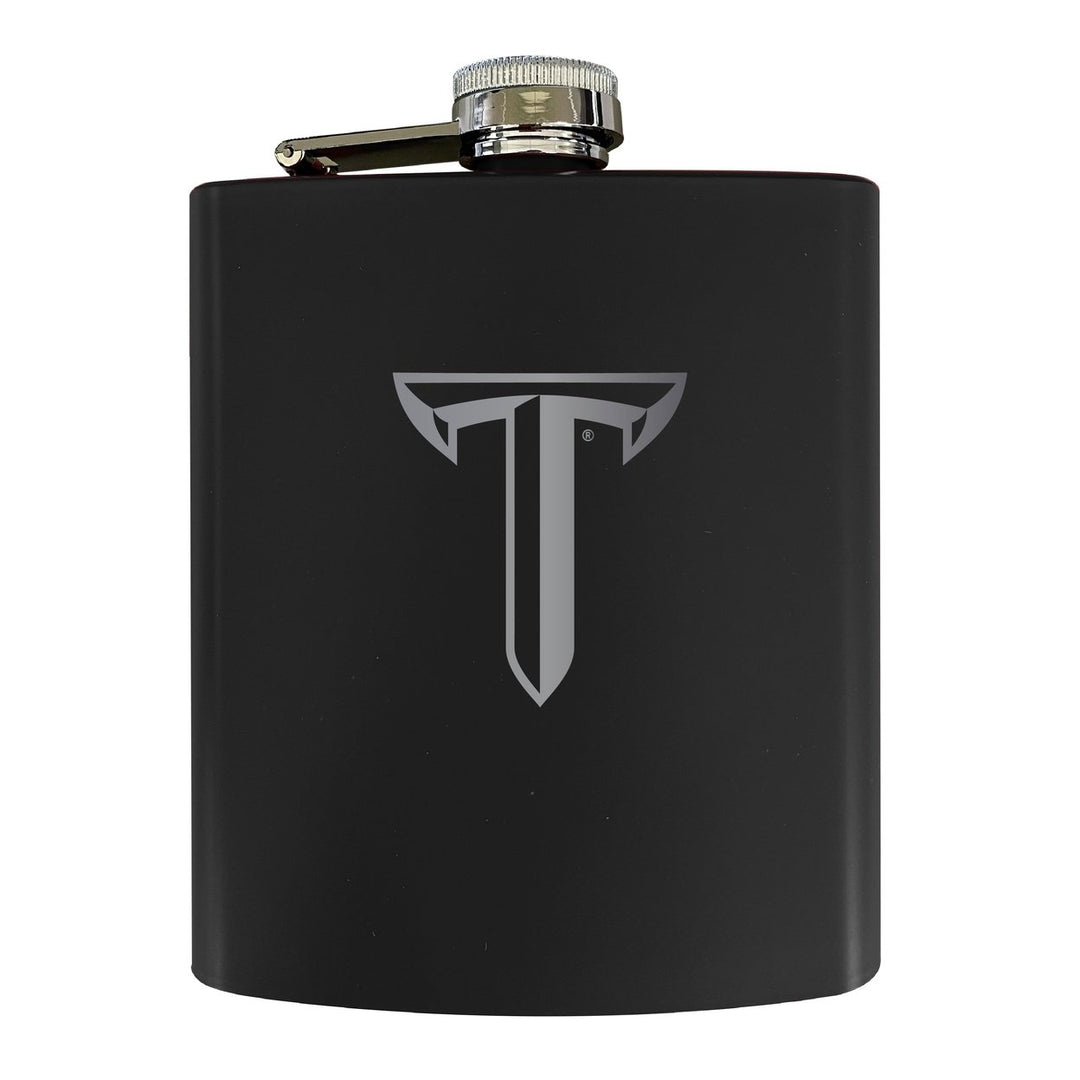 Troy University Stainless Steel Etched Flask 7 oz - Officially Licensed, Choose Your Color, Matte Finish Image 1