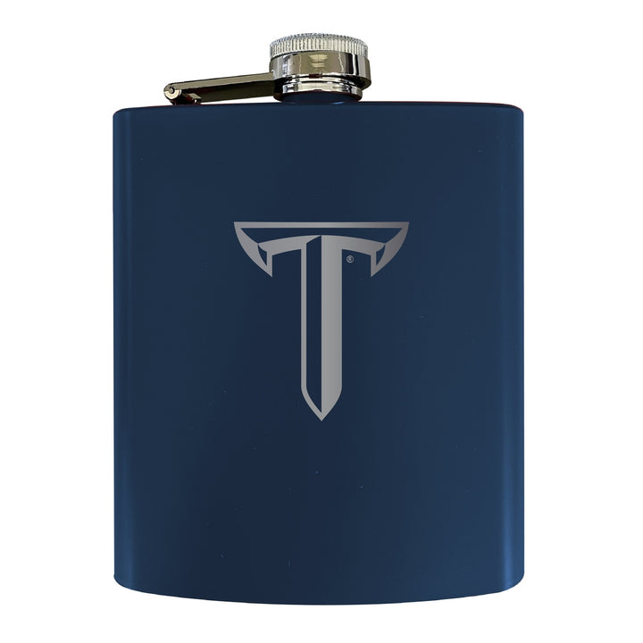 Troy University Stainless Steel Etched Flask 7 oz - Officially Licensed, Choose Your Color, Matte Finish Image 2