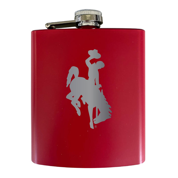 University of Wyoming Stainless Steel Etched Flask 7 oz - Officially Licensed, Choose Your Color, Matte Finish Image 3