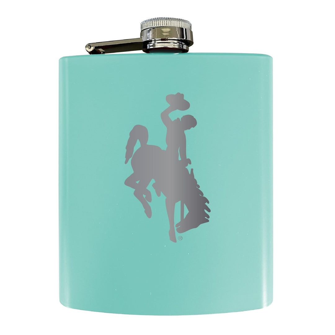 University of Wyoming Stainless Steel Etched Flask 7 oz - Officially Licensed, Choose Your Color, Matte Finish Image 4