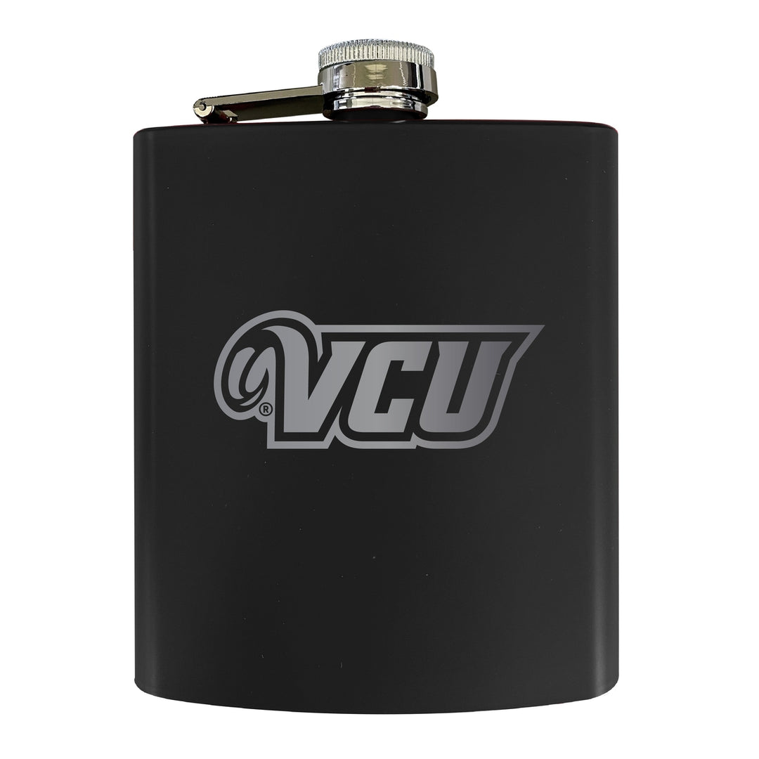 Virginia Commonwealth Stainless Steel Etched Flask 7 oz - Officially Licensed, Choose Your Color, Matte Finish Image 1