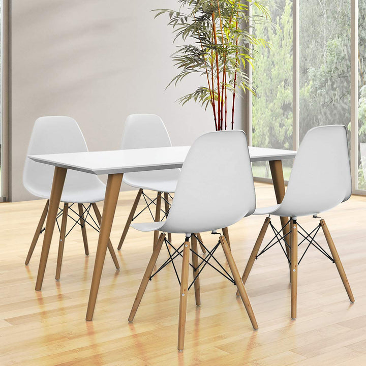 Set of 4 Mid Century Modern Style Dining Side Chair Wood Leg Image 3